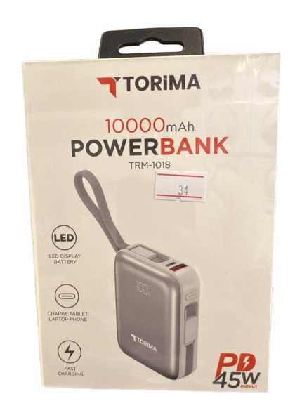 باور بانك torima | سعة 10,000mAh | شاشة LED | شحن سريع PD بقوة 45W | متوافق مع الهاتف والتابلت واللابتوب - Image 1 + 1