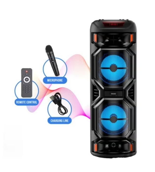 مكبر صوت بلوتوث محمول بحجم 8.5×2 إنش مع ميكروفون لاسلكي  - Image 1 + 1