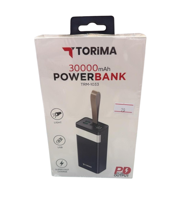 باور بانك torima | سعة 30,000mAh | شحن فائق السرعة بقوة 22.5W | شاشة LED رقمية | شحن جهازين في نفس الوقت - Image 2 + 1