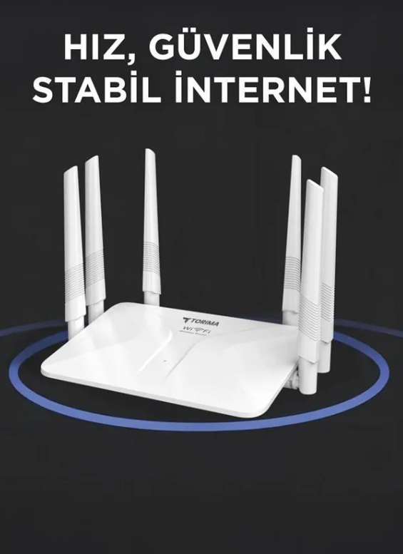 راوتر واي فاي لاسلكي torima  بسرعة 300 ميجابت/ث – تردد 2.4GHz | 6 هوائيات قوية | 4 منافذ | تغطية واسعة  - Image 1 + 1