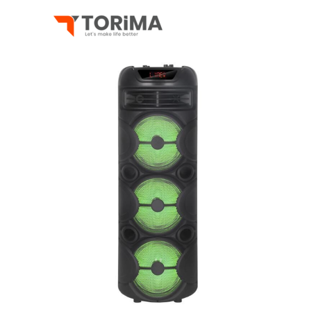 مكبر صوت بلوتوث مزود بإضاءة LED وميكروفون وجهاز تحكم torima