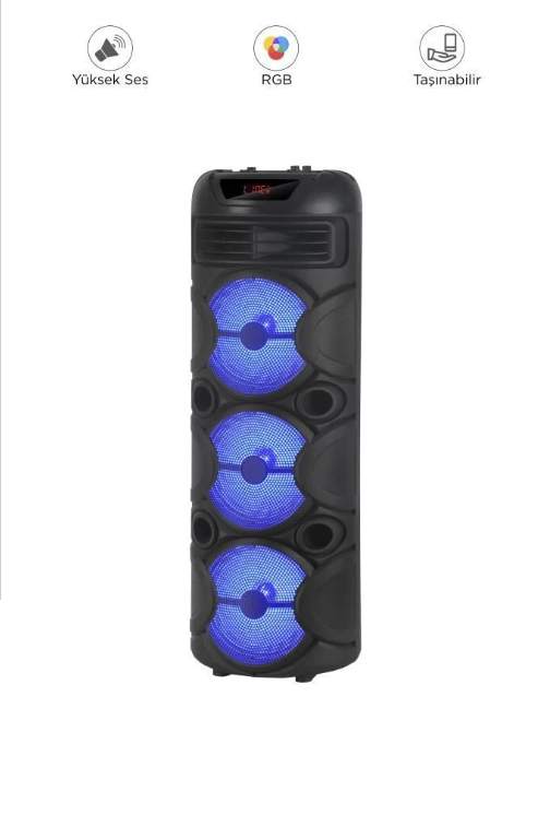 مكبر صوت بلوتوث مزود بإضاءة LED وميكروفون وجهاز تحكم torima - Image 1 + 1
