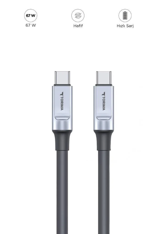 وصلة torima من Type-C إلى Type-C للشحن ونقل البيانات – 60 واط، طول 1 - Image 1 + 1