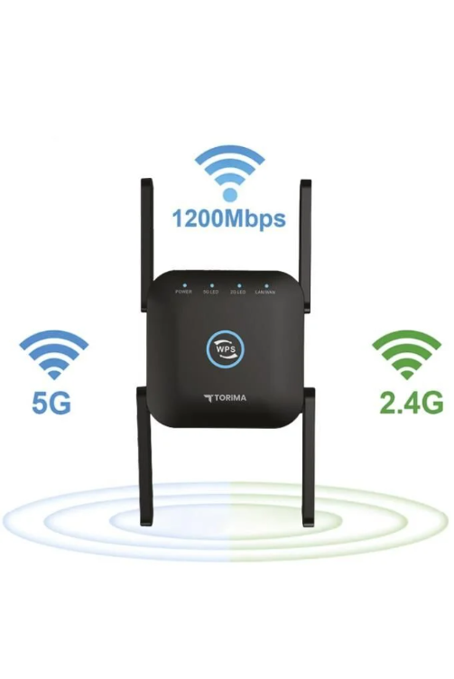 راوتر torima | مزدوج النطاق بسرعة 1200Mbps | مقوي إشارة واي فاي | وضع مكرر ومدخل نقطة وصول  - Image 1 + 1
