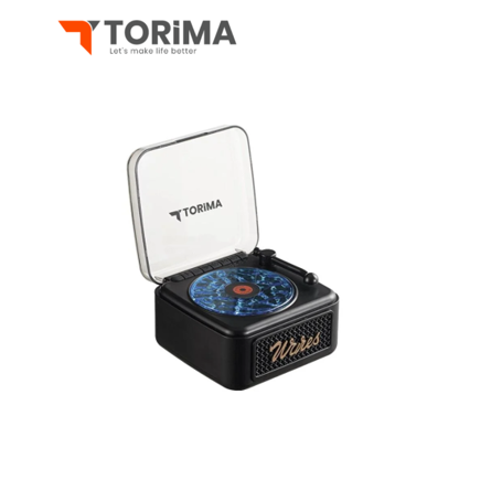 ساعة تشغيل الموسيقى Torima D61 السوداء بتصميم أسطواني كلاسيكي 
