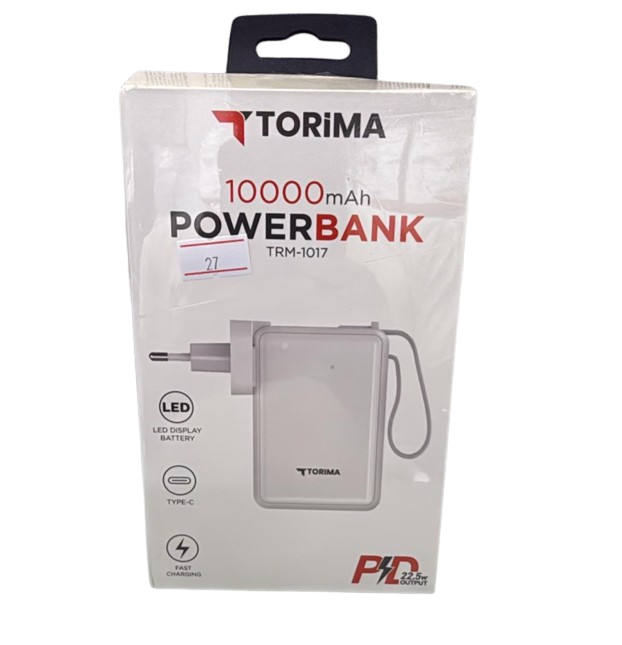 باور بانك torima | سعة 10,000mAh | شاشة LED | شحن سريع Type-C | إخراج PD بقوة 22.5W | يدعم الشحن عبر الكهرباء - Image 1 + 1