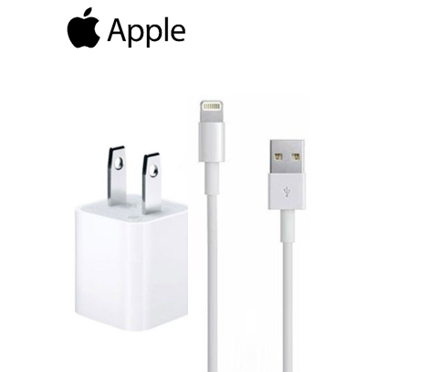 محول طاقة apple USB بقوة 5 واط + وصلة لايتنينغ إلى USB