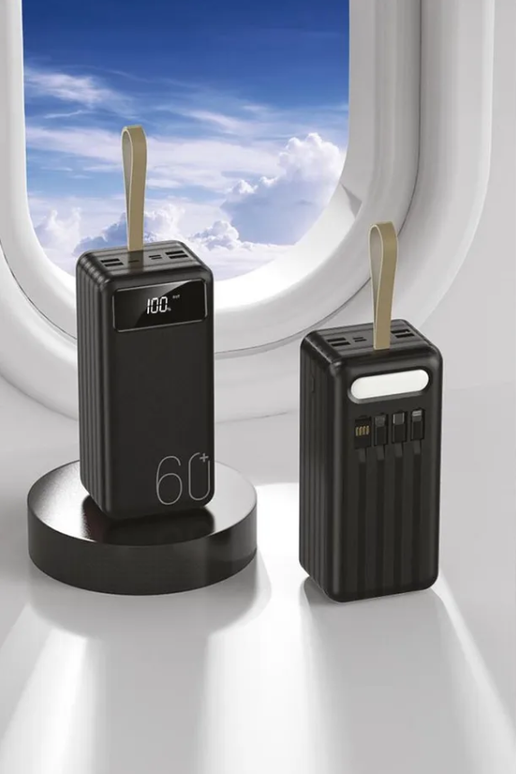باور بانك torima | سعة 60,000mAh | شاشة LED رقمية | 4 منافذ إخراج | شحن سريع | تصميم مدمج ومحمول - Image 1 + 1