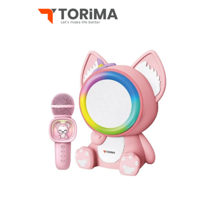 مكبر صوت كاريوكي مع ميكروفون وإضاءة RGB torima