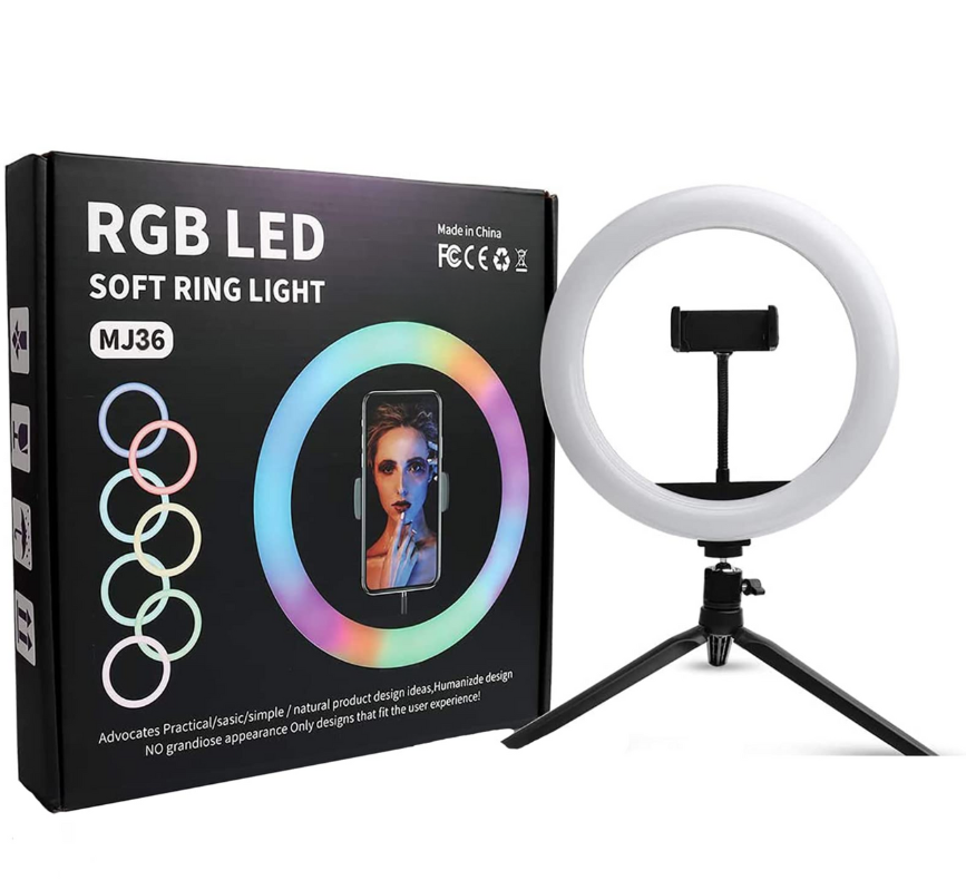 حلقة إضاءة ناعمة RGB LED بحجم 14 بوصة - Image 1 + 1