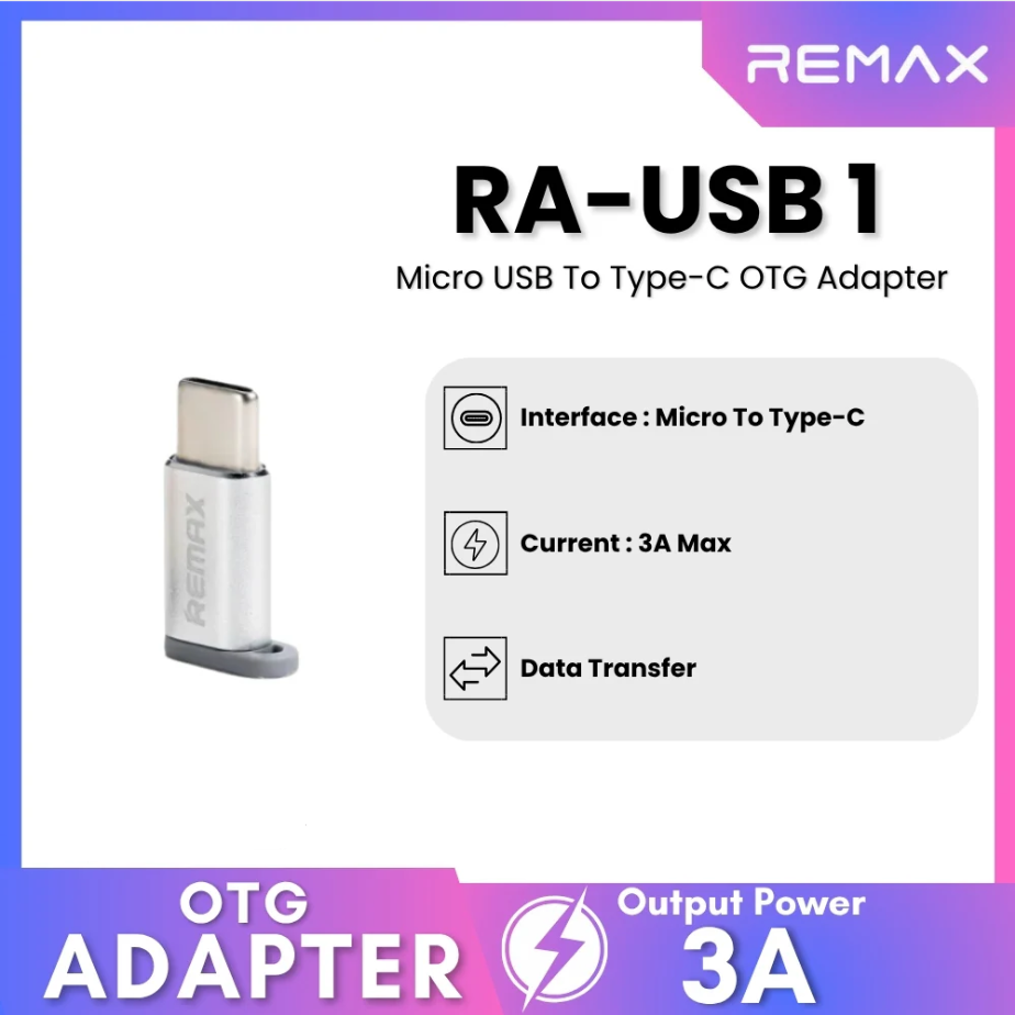 محول remax 1 من Micro USB إلى Type-C - Image 1 + 1