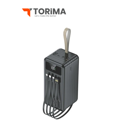 باور بانك torima | سعة 80,000mAh | شاشة LED رقمية | 4 منافذ إخراج | شحن سريع | تصميم محمول 