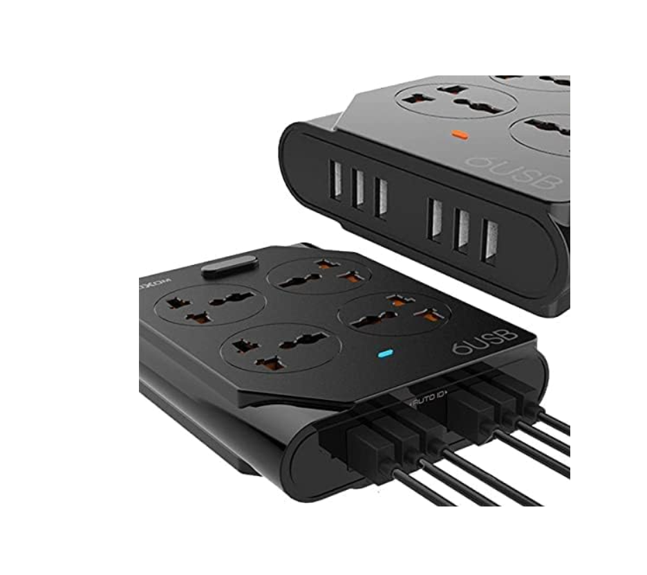 توصيلة كهربائية moxom مع منافذ USB – 6 منافذ - Image 2 + 1
