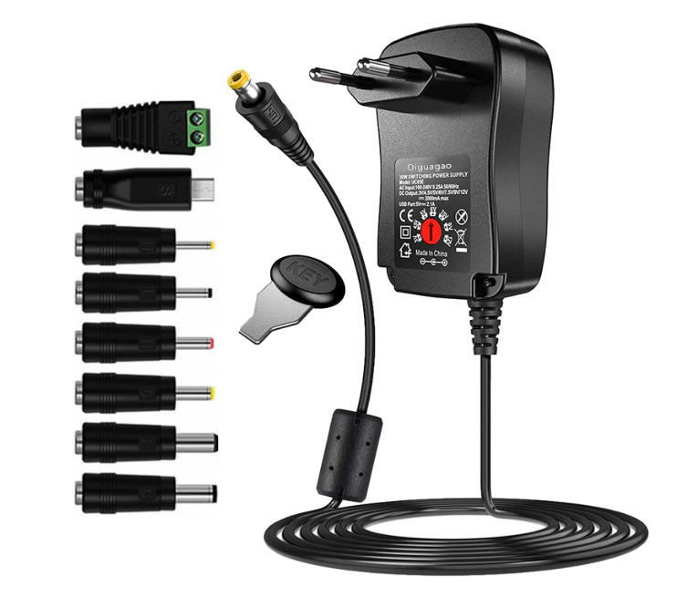محول طاقة عالمي 30 واط – متعدد الجهد – منفذ USB + 8 رؤوس DC - Image 2 + 1
