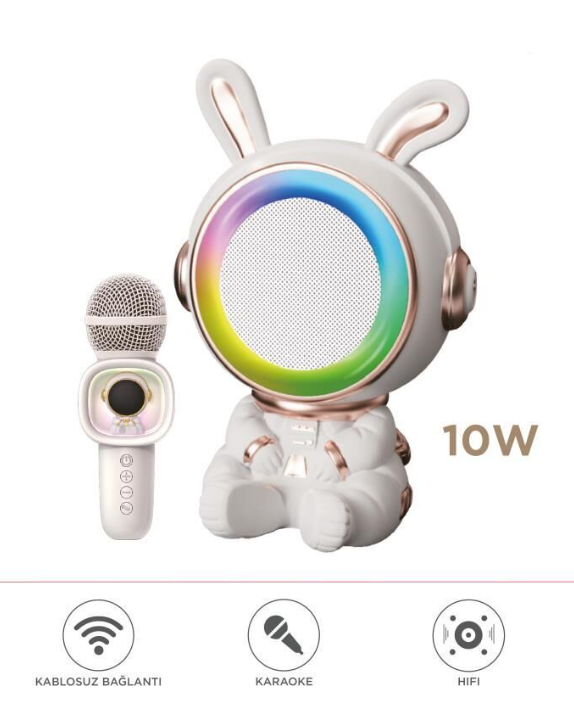 مكبر صوت كاريوكي بلوتوث torima بشكل أرنب مع إضاءة RGB  - Image 1 + 1