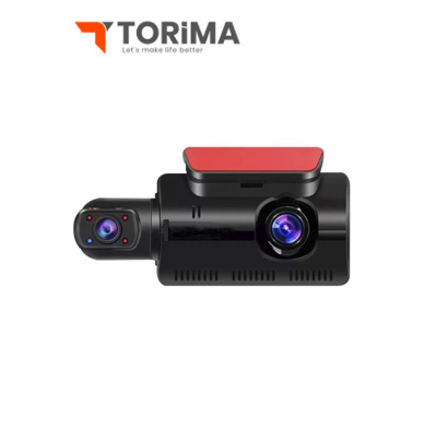 كاميرا سيارة torima بعدستين | دقة 1296p HD | رؤية ليلية | مستشعر G | شاشة LCD بحجم 3.0 بوصة 