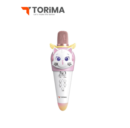 ميكروفونومكبر صوت بلوتوث قابل للشحن torima بشكل قطة (5 واط) 